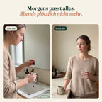 Dieselbe Frau um 7:30 Uhr im Bad und um 19:30 Uhr in der Küche – Morgens passt alles. Abends plötzlich nicht mehr.